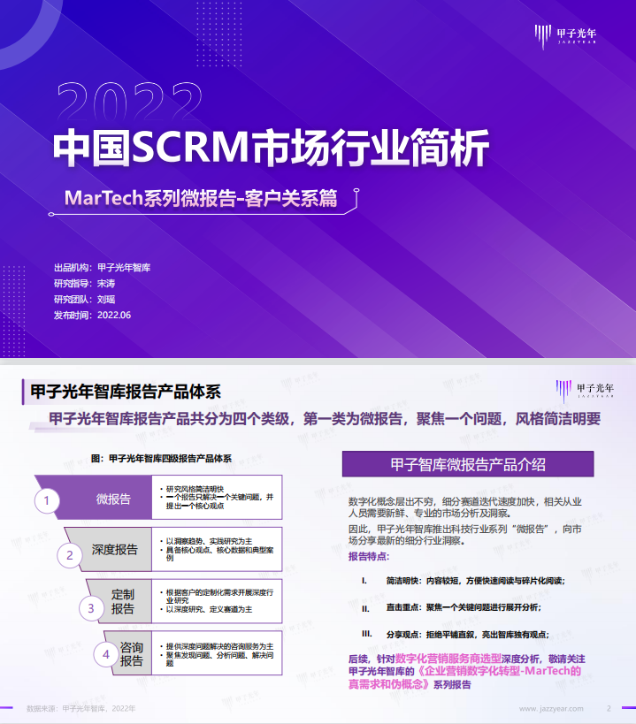 甲子光年2022中国SCRM市场行业简析MarTech系列微报告