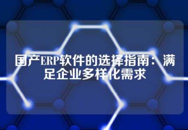 国产ERP软件的选择指南：满足企业多样化需求