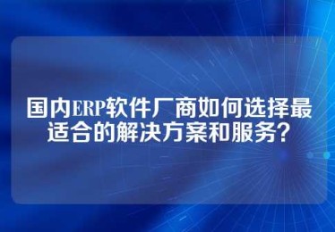 国内ERP软件厂商如何选择最适合的解决方案和服务？