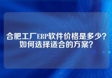 合肥工厂ERP软件价格是多少？如何选择适合的方案？