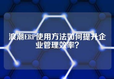 浪潮ERP使用方法如何提升企业管理效率？
