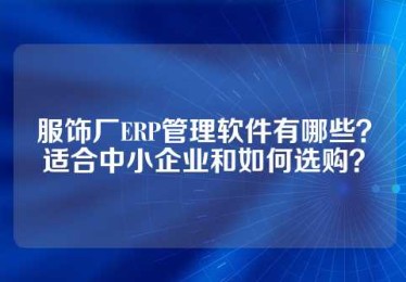 服饰厂ERP管理软件有哪些？适合中小企业和如何选购？