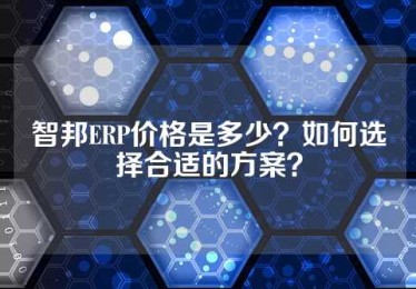 智邦ERP价格是多少？如何选择合适的方案？