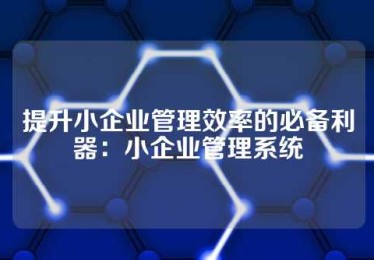 提升小企业管理效率的必备利器：小企业管理系统