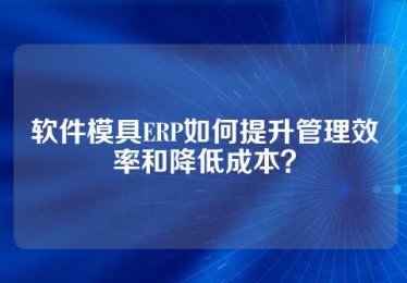软件模具ERP如何提升管理效率和降低成本？