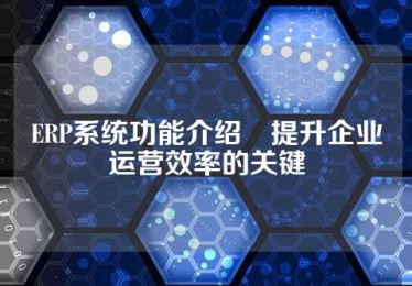 ERP系统功能介绍–提升企业运营效率的关键