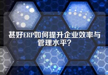 甚好ERP如何提升企业效率与管理水平？
