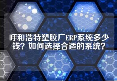呼和浩特塑胶厂ERP系统多少钱？如何选择合适的系统？