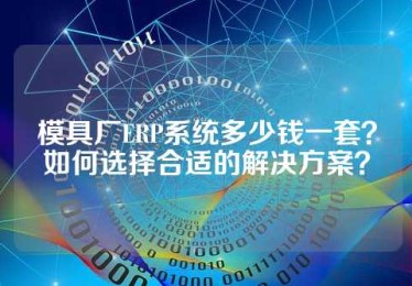 模具厂ERP系统多少钱一套？如何选择合适的解决方案？