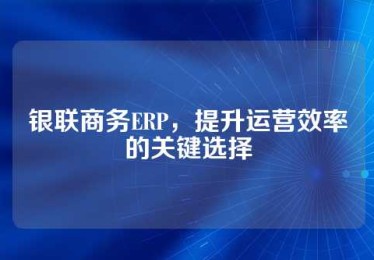 银联商务ERP，提升运营效率的关键选择