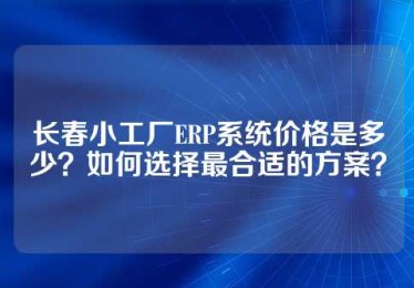 长春小工厂ERP系统价格是多少？如何选择最合适的方案？