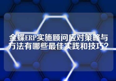 金蝶ERP实施顾问应对策略与方法有哪些最佳实践和技巧？