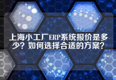 上海小工厂ERP系统报价是多少？如何选择合适的方案？