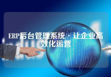 ERP后台管理系统·让企业高效化运营