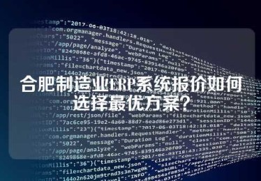 合肥制造业ERP系统报价如何选择最优方案？