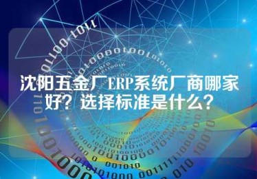 沈阳五金厂ERP系统厂商哪家好？选择标准是什么？