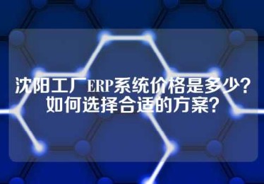 沈阳工厂ERP系统价格是多少？如何选择合适的方案？