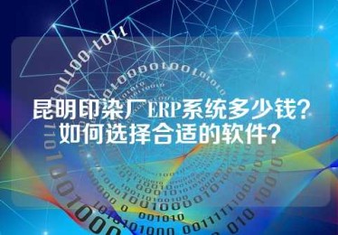 昆明印染厂ERP系统多少钱？如何选择合适的软件？