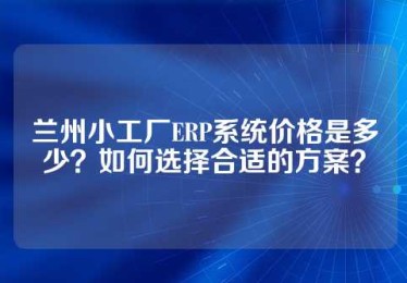 兰州小工厂ERP系统价格是多少？如何选择合适的方案？