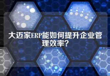 大迈家ERP能如何提升企业管理效率？