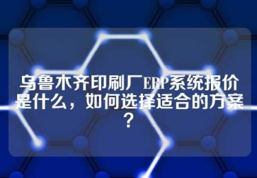 乌鲁木齐印刷厂ERP系统报价是什么，如何选择适合的方案？