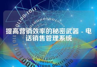 提高营销效率的秘密武器 - 电话销售管理系统