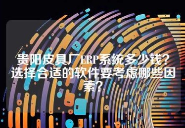 贵阳皮具厂ERP系统多少钱？选择合适的软件要考虑哪些因素？