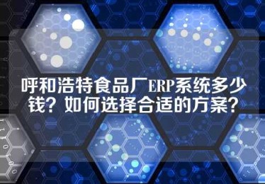呼和浩特食品厂ERP系统多少钱？如何选择合适的方案？