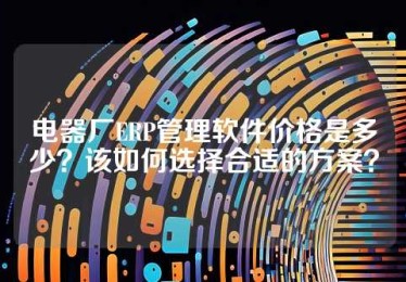 电器厂ERP管理软件价格是多少？该如何选择合适的方案？
