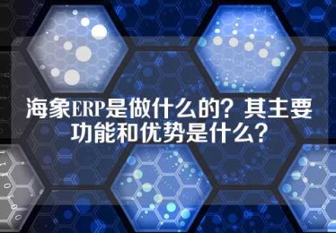 海象ERP是做什么的？其主要功能和优势是什么？