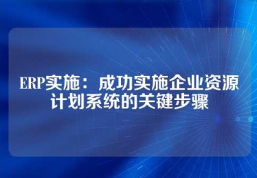 ERP实施：成功实施企业资源计划系统的关键步骤