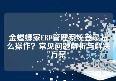 金螳螂家ERP管理系统登录怎么操作？常见问题解析与解决方案