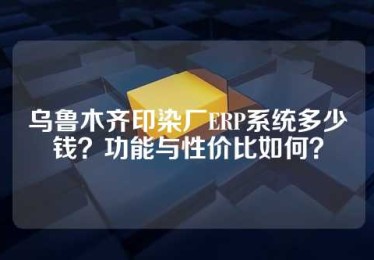 乌鲁木齐印染厂ERP系统多少钱？功能与性价比如何？