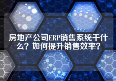 房地产公司ERP销售系统干什么？如何提升销售效率？