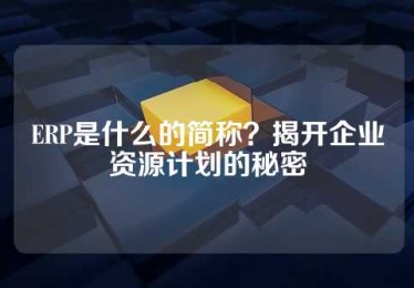 ERP是什么的简称？揭开企业资源计划的秘密