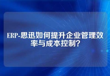 ERP-思迅如何提升企业管理效率与成本控制？