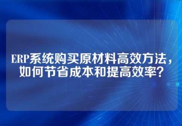 ERP系统购买原材料高效方法，如何节省成本和提高效率？