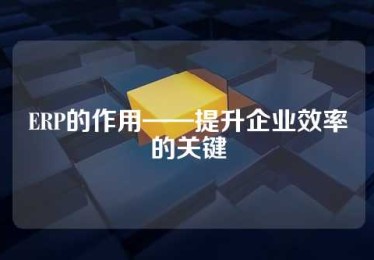 ERP的作用——提升企业效率的关键