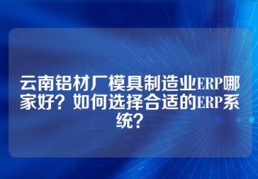 云南铝材厂模具制造业ERP哪家好？如何选择合适的ERP系统？