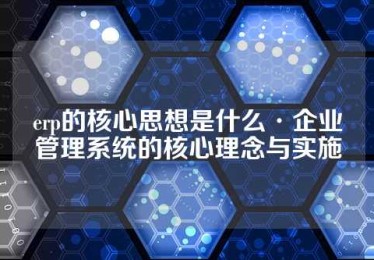 erp的核心思想是什么·企业管理系统的核心理念与实施