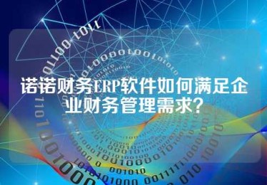 诺诺财务ERP软件如何满足企业财务管理需求？