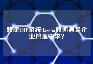 鼎捷ERP系统dazsha如何满足企业管理需求？