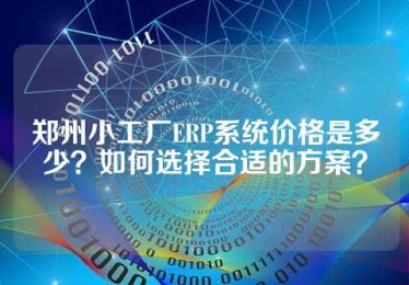 郑州小工厂ERP系统价格是多少？如何选择合适的方案？