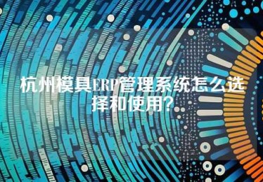杭州模具ERP管理系统怎么选择和使用？