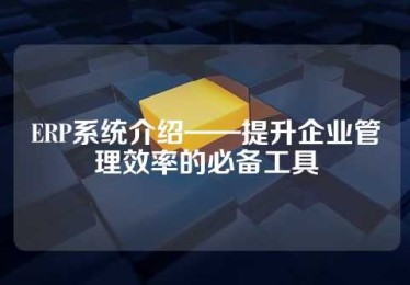 ERP系统介绍——提升企业管理效率的必备工具