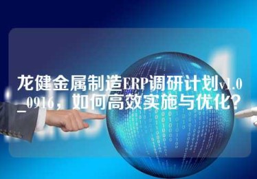 龙健金属制造ERP调研计划v1.0_0916，如何高效实施与优化？