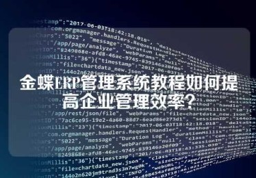 金蝶ERP管理系统教程如何提高企业管理效率？