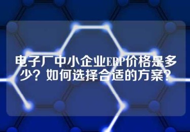 电子厂中小企业ERP价格是多少？如何选择合适的方案？