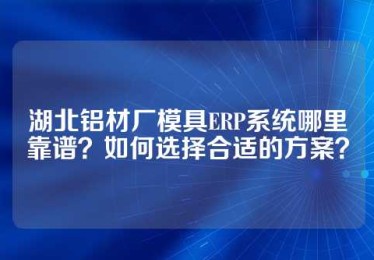 湖北铝材厂模具ERP系统哪里靠谱？如何选择合适的方案？