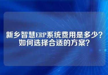 新乡智慧ERP系统费用是多少？如何选择合适的方案？